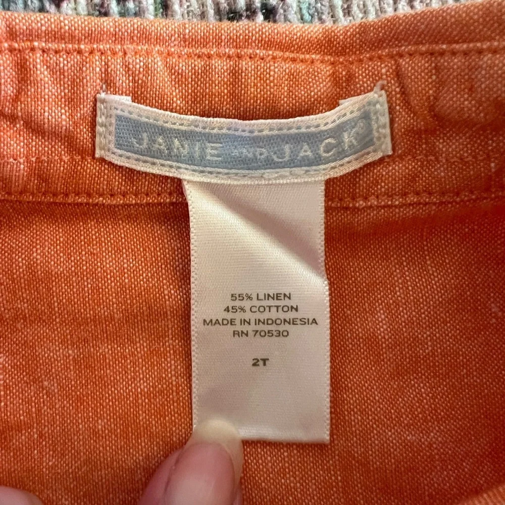 Janie and Jack Orange Button Down Shirt Linen